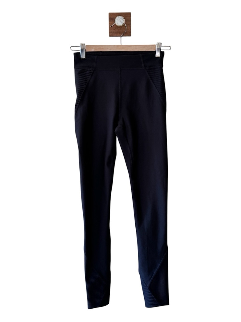 NWOT Prana Black High-Waist Ribbed Detail Leggings
